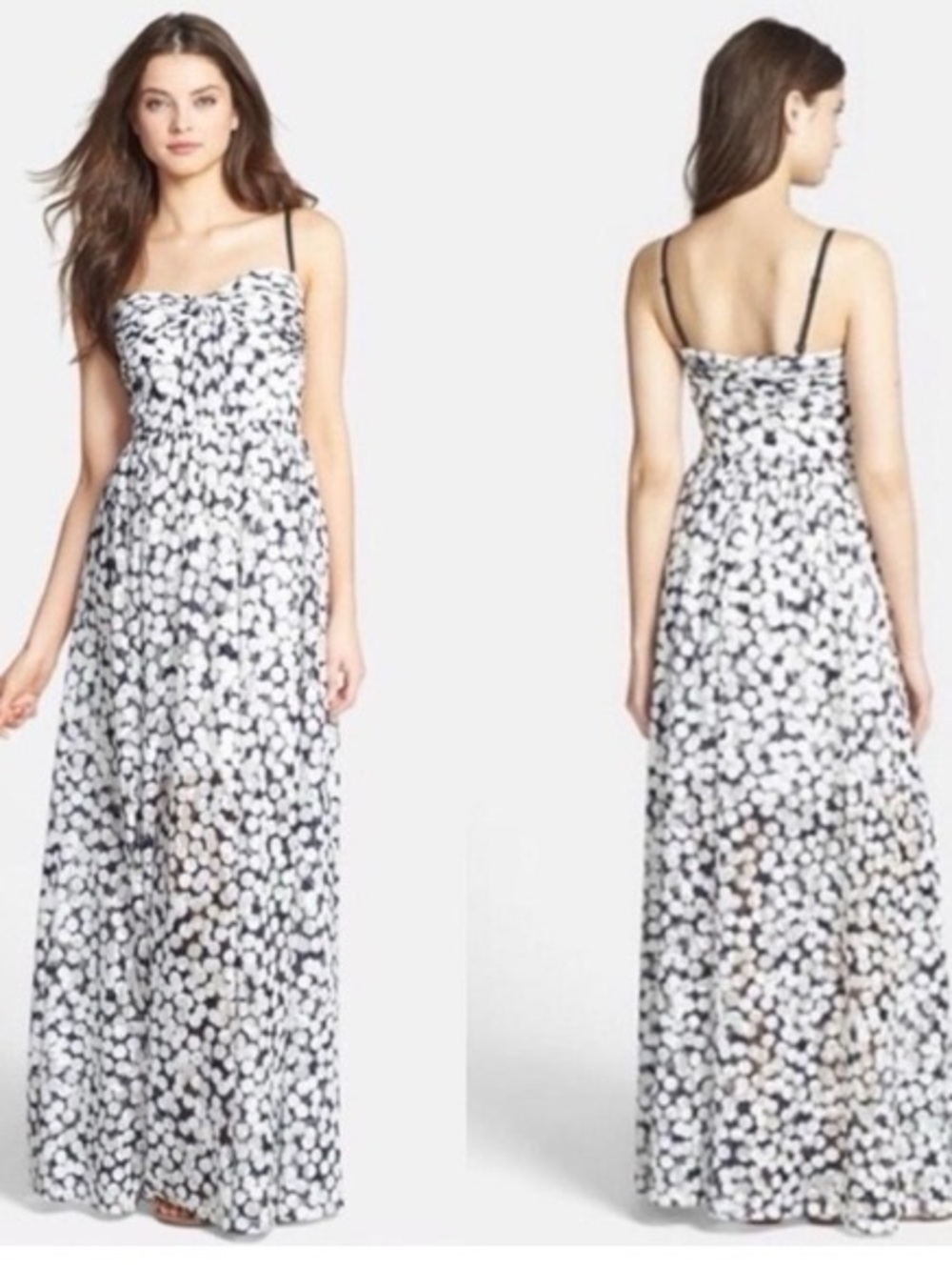 Betsy Johnson Black and White Polka Dot Maxi Dress